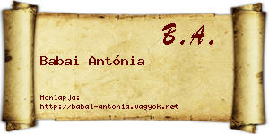 Babai Antónia névjegykártya